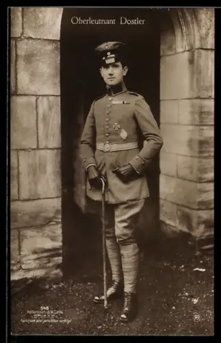 Foto-AK Sanke Nr. 548: Oberleutnant Dostler, 1. Weltkrieg, Kampfflieger