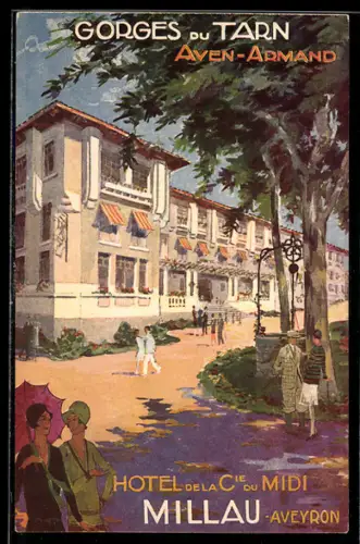 Künstler-AK Millau, Hotel de la Cie du Midi, Art-Deco