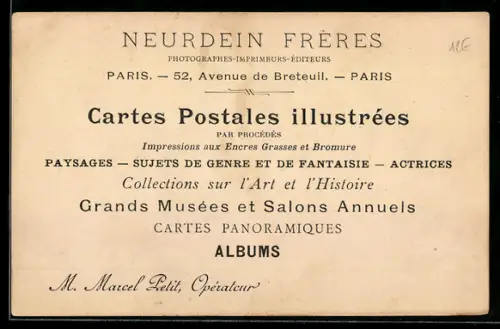 AK Paris, Neurdein Fréres Photographes, Avenue de Breteuil 52, Ansichtskartengeschichte