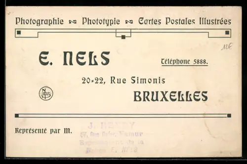 AK Bruxelles, E. Nels Photographie, Phototypie, Rue Simonis 20-22, Ansichtskartengeschichte