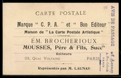 AK Paris, Maison de La Carte Postale Artistique Em. Brocherioux, Quai Voltaire 23, Ansichtskartengeschichte
