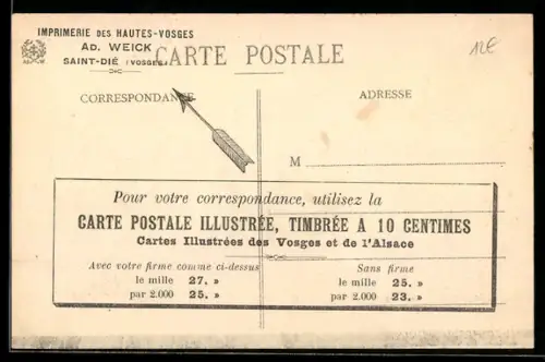 AK Saint-Dié /Vosges, Imprimerie des Hautes-Vosges Ad. Weick, Ansichtskartengeschichte