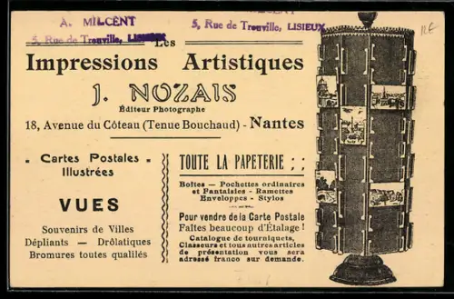 AK Nantes, Impressions Artistiques J. Nozais, Avenue du Coteau 18, Ansichtskartengeschichte