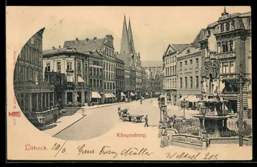 AK Lübeck, Strassenansicht Klingenberg