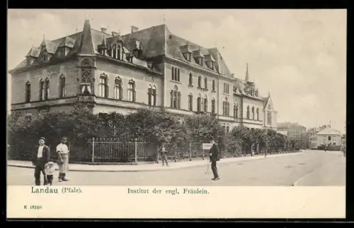 AK Landau /Pfalz, Institut der englischen Fräulein mit Gartenanlage