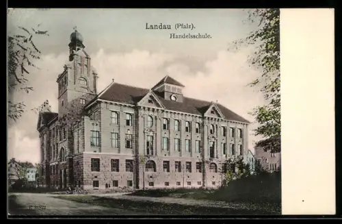 AK Landau /Pfalz, Handelsschule in der Aussenansicht