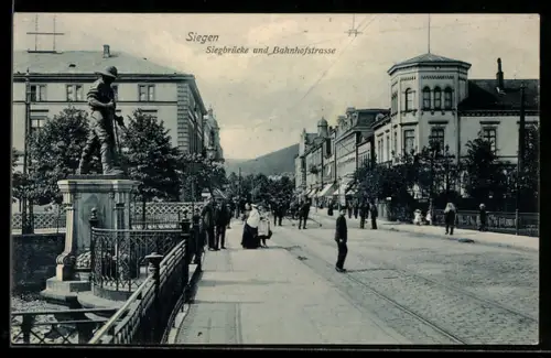 AK Siegen, Siegbrücke und Bahnhofstrasse