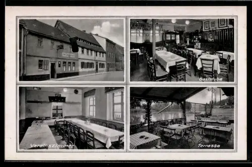 AK Weissenfels /Saale, Gastwirtschaft Am Saalestrand, Bes.: Emil Illig, Leipziger Strasse 100