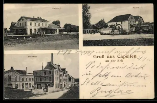 AK Capellen an der Erft, Bahnhof, Mühle und Brauerei