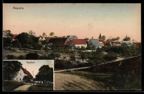 AK Heynitz, Gasthof, Ortsansicht