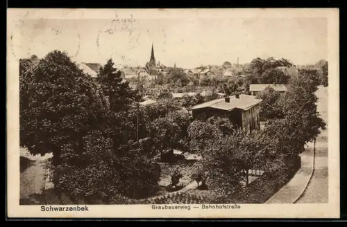 AK Schwarzenbek, Vogelschau auf Graubauerweg und Bahnhofstrasse