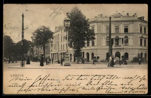 AK Lübeck, St. Lorenz-Apotheke mit Moislinger-Allee