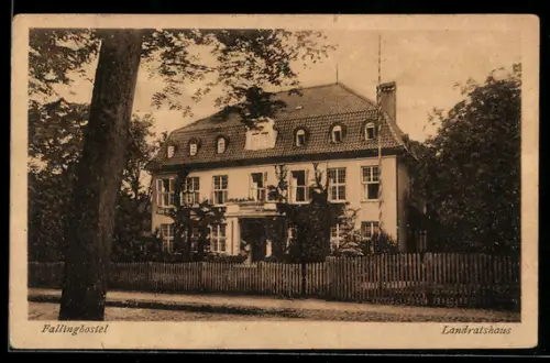 AK Fallingbostel, Partie am Landratshaus mit Gartenanlagen