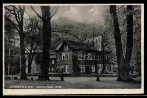 AK Siegen, Gasthaus Eremitage, Aussenansicht mit Grünanlagen