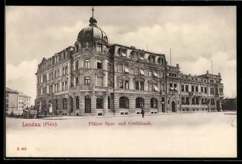 AK Landau /Pfalz, Pfälzer Spar- und Creditbank, Aussenansicht