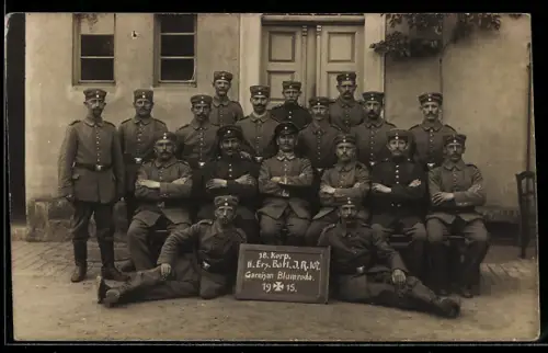 Foto-AK Blumroda, Soldaten des 18. Korp. II. Ers. Batl. J.R. 107