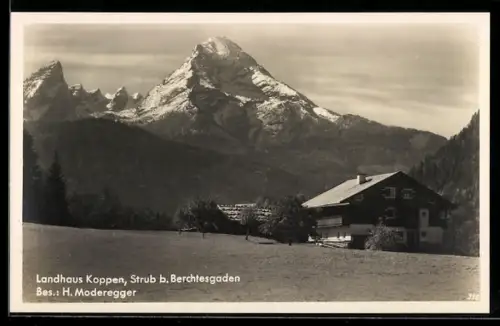 AK Strub b. Berchtesgaden, Hotel Landhaus Koppen mit Gebirgspanorama