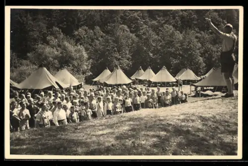Foto-AK Steinenbronn, Pfadfinderlager Schlösstermühle 1949