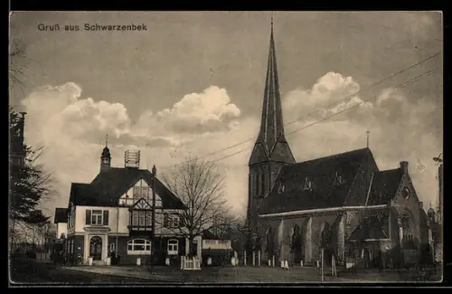 AK Schwarzenbek, Strassenpartie mit Kirche