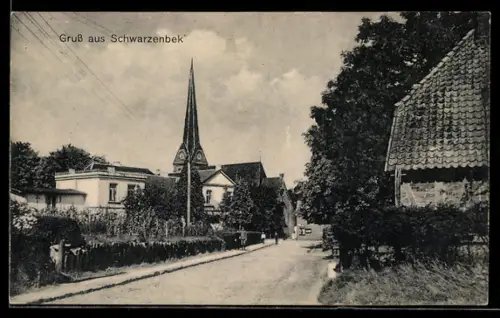 AK Schwarzenbek, Strassenpartie mit Kirche