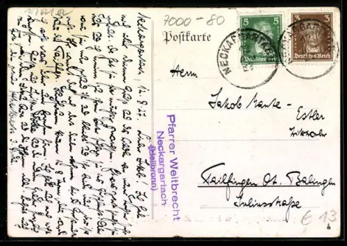 Künstler-AK Stuttgart-Rohr, das Behindertenheim