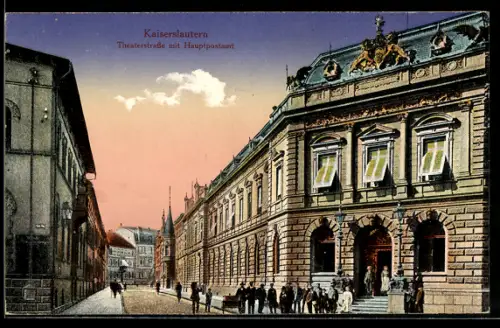 AK Kaiserslautern, Theaterstrasse mit Hauptpostamt