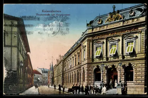 AK Kaiserslautern, Theaterstrasse mit Hauptpostamt