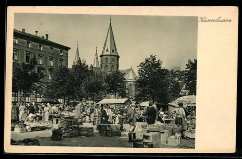 AK Kaiserslautern, Markt, Marktstände, Kirche