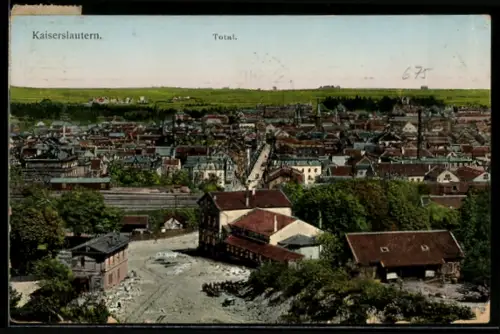 Goldfenster-AK Kaiserslautern, Totalansicht des Ortes