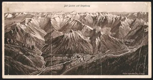 Klapp-AK Bad Gastein, Blick auf den Ort mit Umgebung, Böckstein, Kötschachtal, Anlauftal