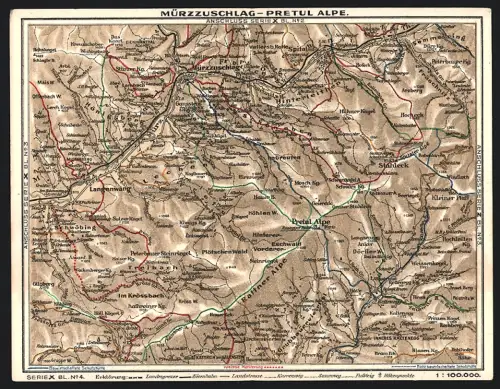 Klapp-AK Mürzzuschlag, Landkarte mit der Umgebung von Mürzzuschlag