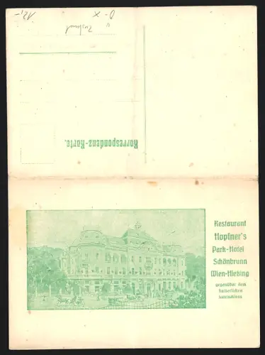 Klapp-AK Wien-Hietzing, Schönbrunn, Hopfner`s Park-Hotel mit Restaurant