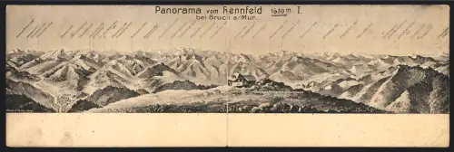 Klapp-AK Bruck a. Mur, Panorama vom Rennfeld