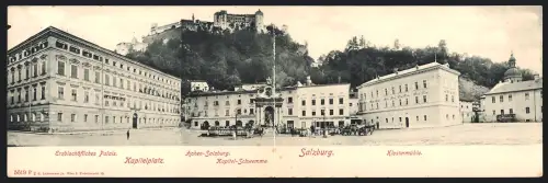 Klapp-AK Salzburg, Erzbischöfliches Palais, Klostermühle, Kapitelplatz, Kapitel-Schwemme