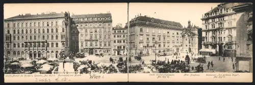 Klapp-AK Wien, Am Hof, Städt. Zentral-Feuerwehr, Altes Zeughaus, Mariensäule, Kredit-Anstalt für Handel und Gewerbe