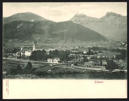 Klapp-AK Admont, Panoramablick auf die Ortschaft