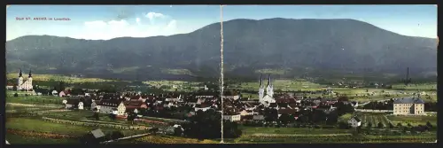 Klapp-AK St. Andrä im Lavanttale, Ortsansicht mit Kirche