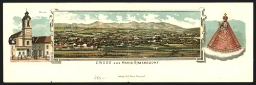 Klapp-AK Maria Enzersdorf, Kirche, Ortspanorama