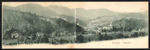 Klapp-AK Kaumberg, Panoramaansicht mit Kirche
