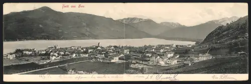 Klapp-AK Zell am See, Gesamtansicht aus der Vogelschau