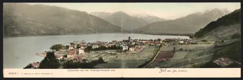 Klapp-AK Zell am See, Panorama von der Valeriepromenade aus