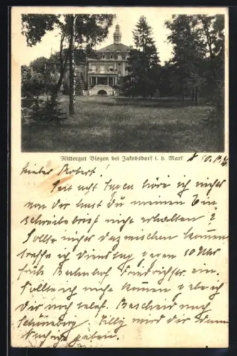 AK Biegen bei Jakobsdorf, Rittergut mit Anlagen