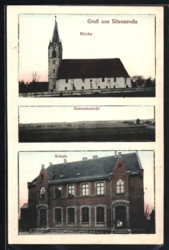 AK Sitzenroda, Kirche, Gesamtansicht, Schule