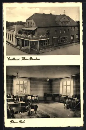 AK Gross-Räschen /N.-Laus., Gasthaus Klein-Räschen E. Staude, mit Blauer Diele