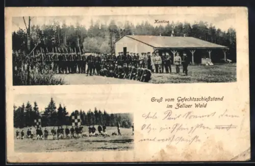 AK Zella-Mehlis, Gefechtsschiessstand im Zellaer Wald, Kantine mit Soldaten