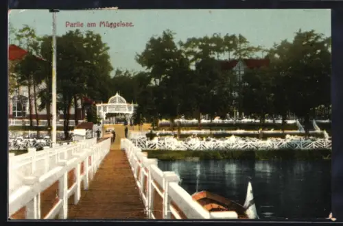 AK Berlin-Köpenick, Gasthof Prinzengarten am Müggelsee W. Prinz, Aufgang zur Bismarckwarte