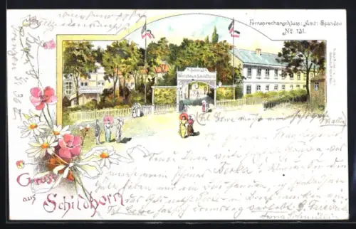 Lithographie Berlin-Schildhorn, Gasthaus Schildhorn