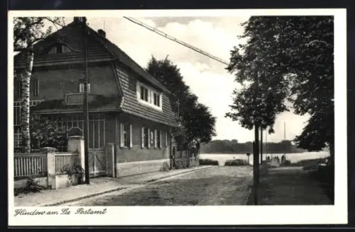 AK Glindow am See, Postamt mit Seeblick