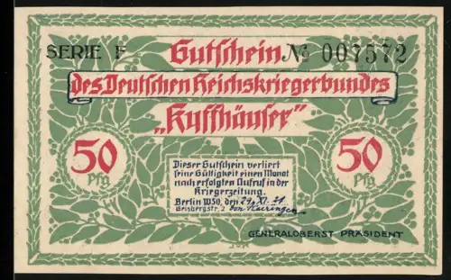Notgeld Berlin 1921, 50 Pfennig, Reichskriegerbund Kyffhäuser, Kaiser Friedrich Barbarossa