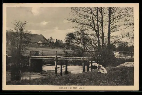 AK Dorfmark i. H., Gasthaus zur 1000jährigen Linde, Inh. Friedrich Käsehagen, Hof Brock